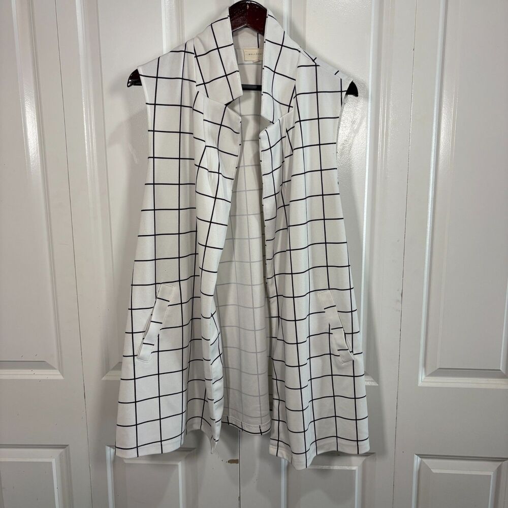Melloday Sleeveless Vest Women 1X Grid Print Longline Chic Minimalist Modern